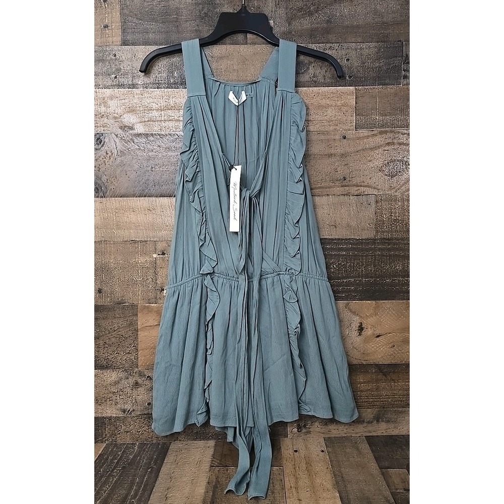 NWT Women Romper Mustard Seed Sea Green Ruffle Medium Boho Cottagecore Fairygoth